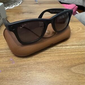 Meta Ray-Ban Black Glasses with Brown Case